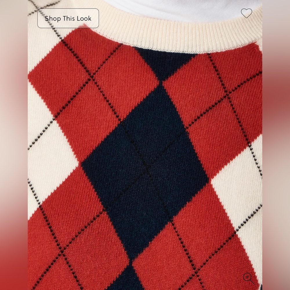 J.Crew Perfect cashmere crewneck sweater in argyle - Picture 4 of 9